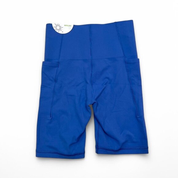 Aerie Offline NWT Blue Real Me XTRA Hold Up! Pocket 7" Bike Short Size XS - Picture 4 of 4